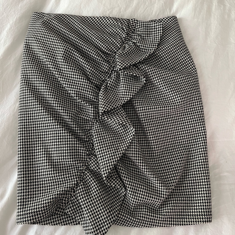 A.L.C. Black and White Asymmetrical Mini Pencil Skirt